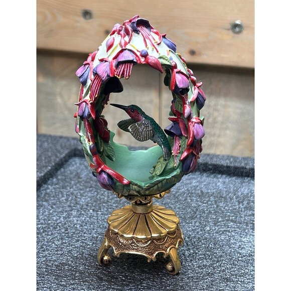 House of Faberge Franklin Mint Egg Jewels in the Garden Hummingbird w/Gold Base - Picture 1 of 10
